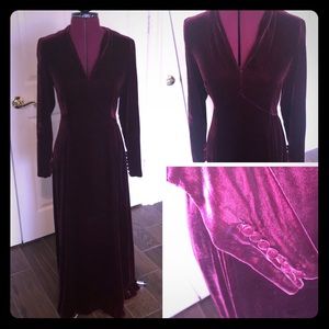 J. Petermann velvet evening gown in burgundy.